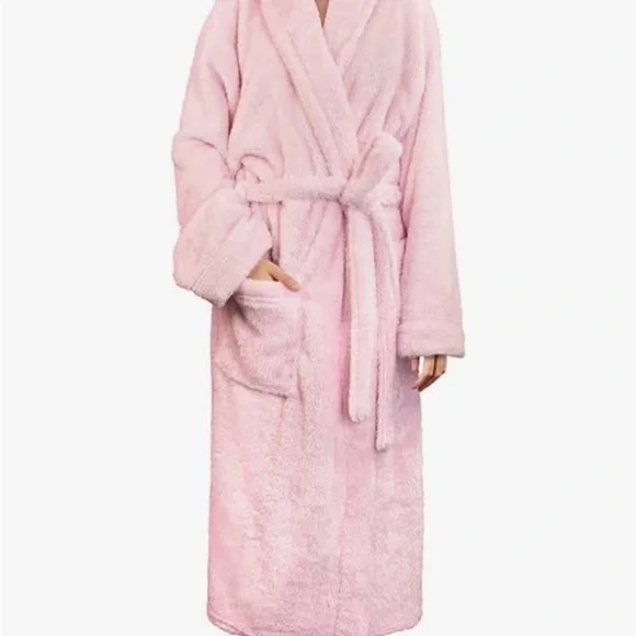Cozy Pink Plush Bathrobe - Picture 3 of 5